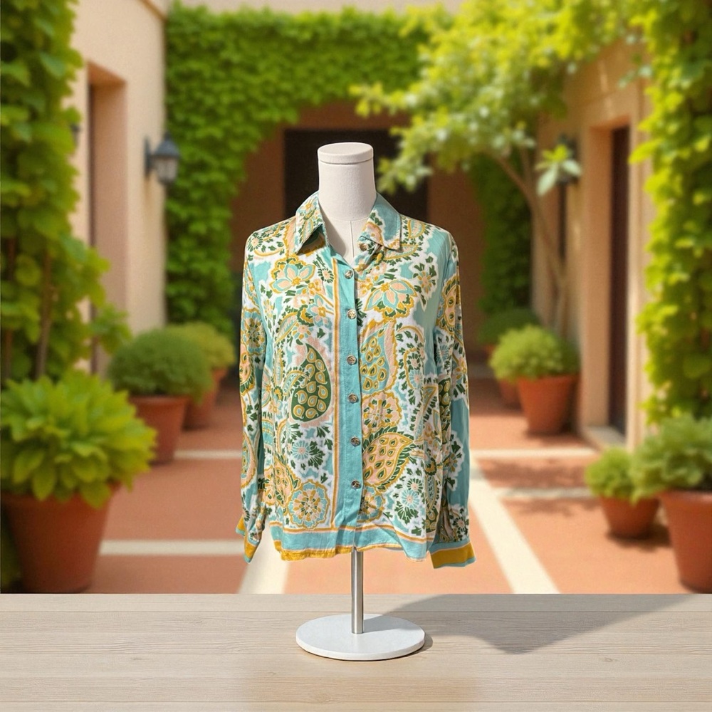 Rachel Zoe Paisley Print Blouse SZ SM. NWOT‎